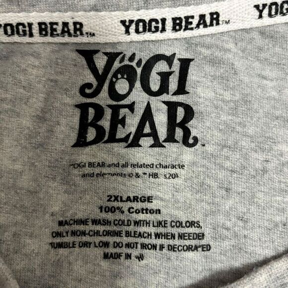 yogi bear mens 2xl gray logo long sleeve crew neck outdoor school tee shirt - Picture 4 of 9